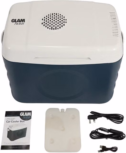 Glamhaus Insulated Electric 30L Cooler Box with Warm and Cool Settings in Blue
