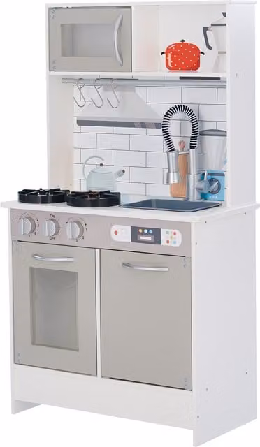 Teamson Kids Little Chef Valencia Kids Kitchen Playset in White and Grey