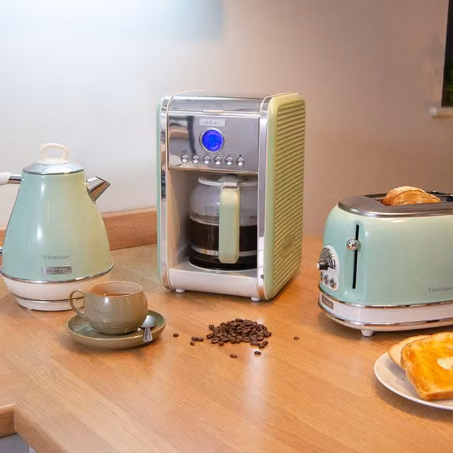 Ariete Green Jug Kettle, 2 Slice Toaster and Filter Coffee Machine Set