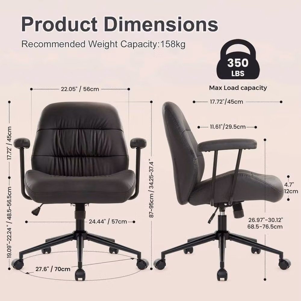 FORGEVIO Black Ergonomic Home Office Chair with Headrest and Armrests – 3