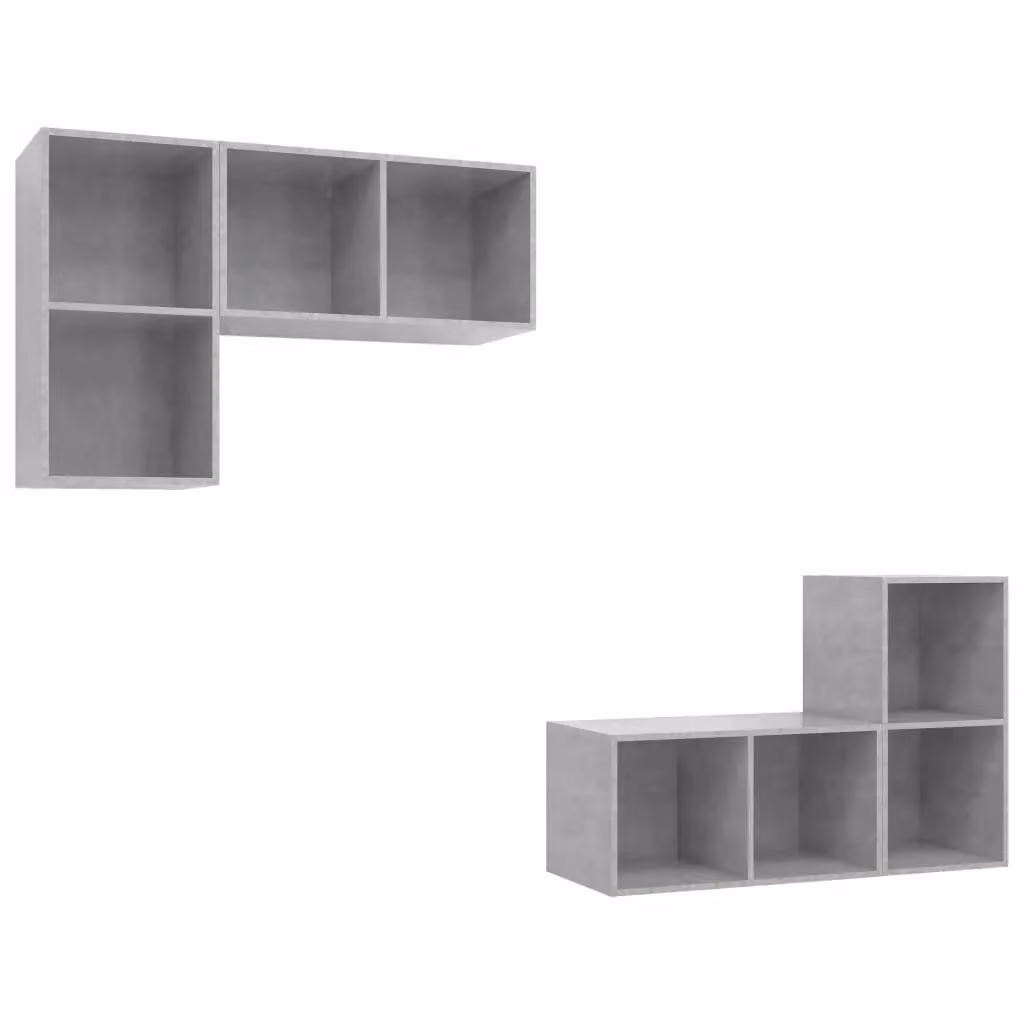 Berkfield Home Set of 4 Modern Wall-mounted TV Cabinets in Concrete Grey Matt Engineered Wood – 2