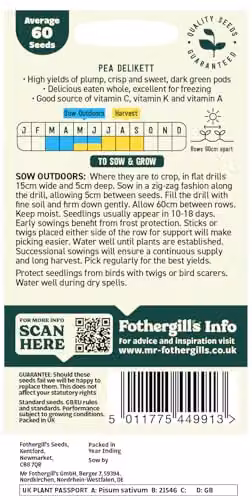 Mr Fothergill's Oh Sow Simple Pea Snap Green Vegetable Seeds – 2