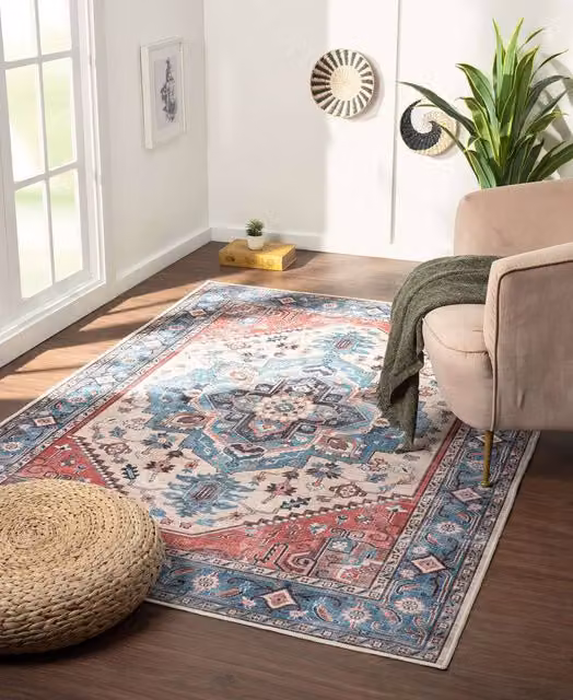THE RUGS Parisa Washable Persian Classic Runner Rug in Beige and Multicolour, W/D/H: 60 x 180 cm – 1