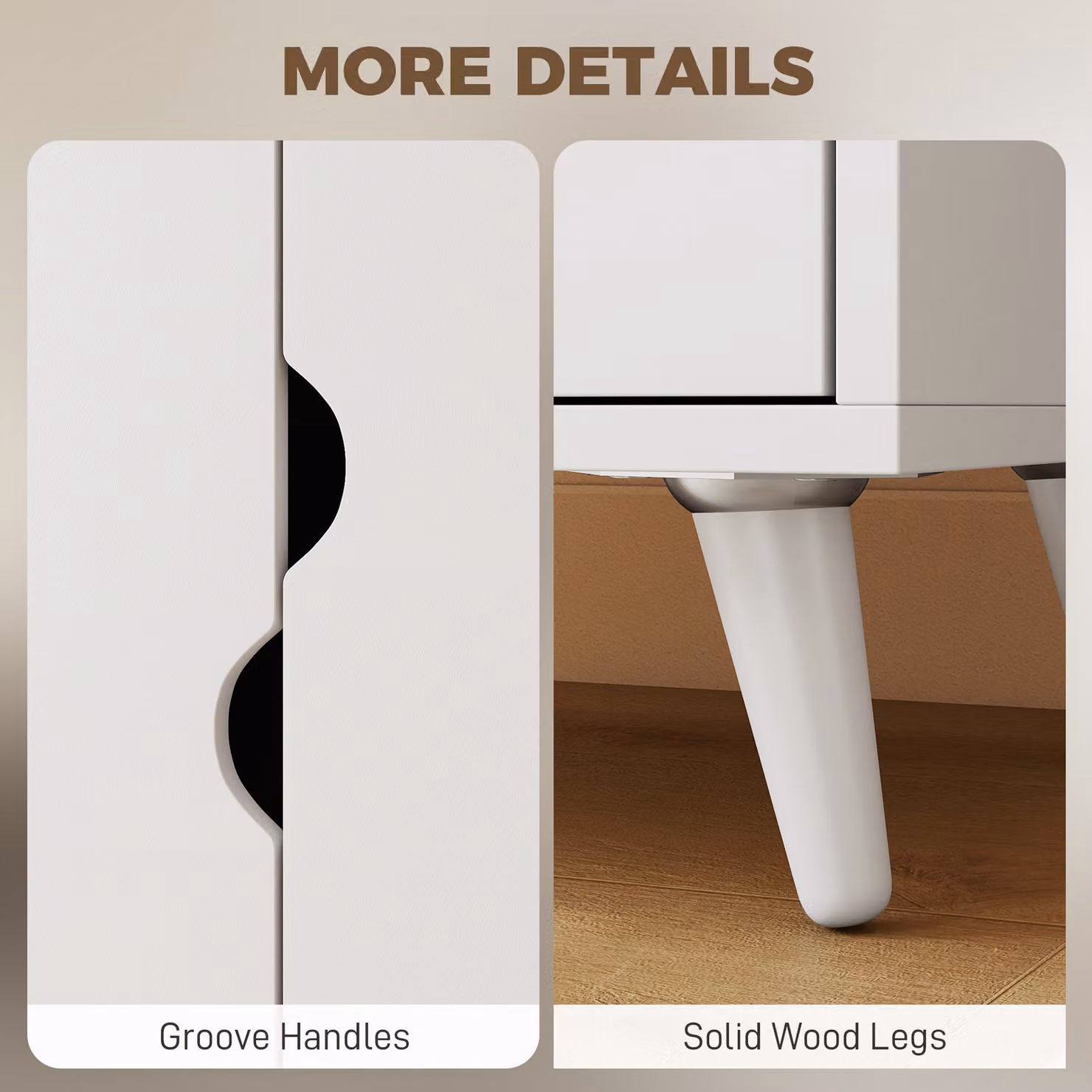 HOMCOM Modern White 2-Door Clothes Wardrobe with 2 Drawers and Wood Feet – 4