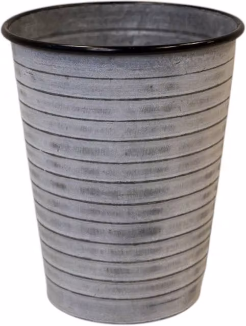 Four Candle Vintage Whitewashed Ribbed Long Tom Planter, Grey, Height: 28 cm