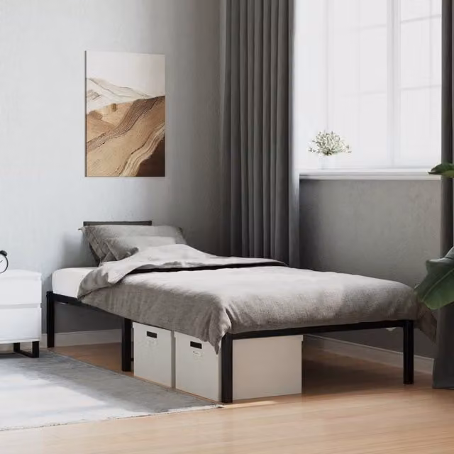 Berkfield Home Metal Bed Frame in Black, W/D/H: 100 x 200 cm – 1
