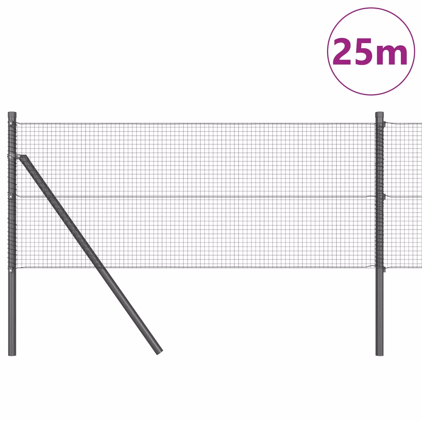 Berkfield Home Set of 2 Grey Round Fence Posts made from Plastic and Galvanised Steel – 3