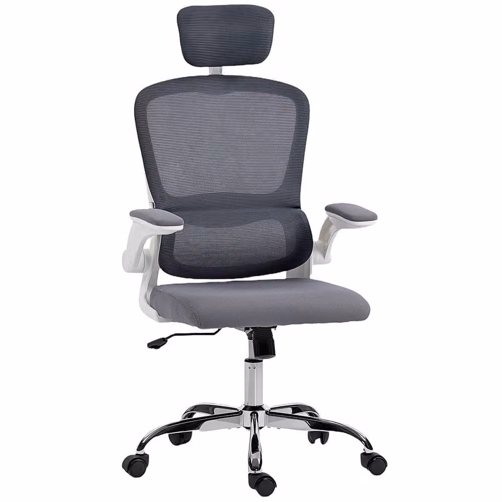 STILVORA Grey Fabric Task Chair with Headrest and Armrests, H 117 x W 64 x D 60 cm – 5