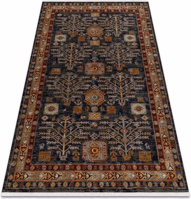 RugsX Blue Wool Keshan Oriental Rectangular Rug W: 80 cm, L: 145 cm – 1