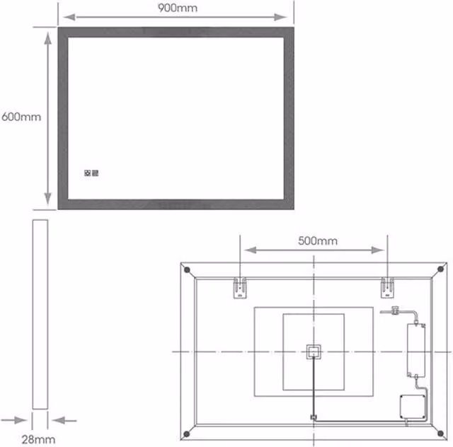 Loops LED Bathroom Mirror with Demister and Tunable White Diffused Border, W/H: 60 x 90 cm, White – 1