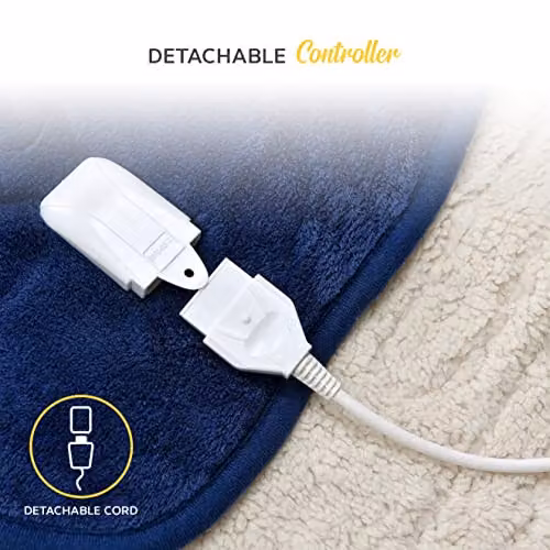 MONHOUSE Heated Electric Fleece Throw in Blue, W/D/H: 130 x 160 cm – 3