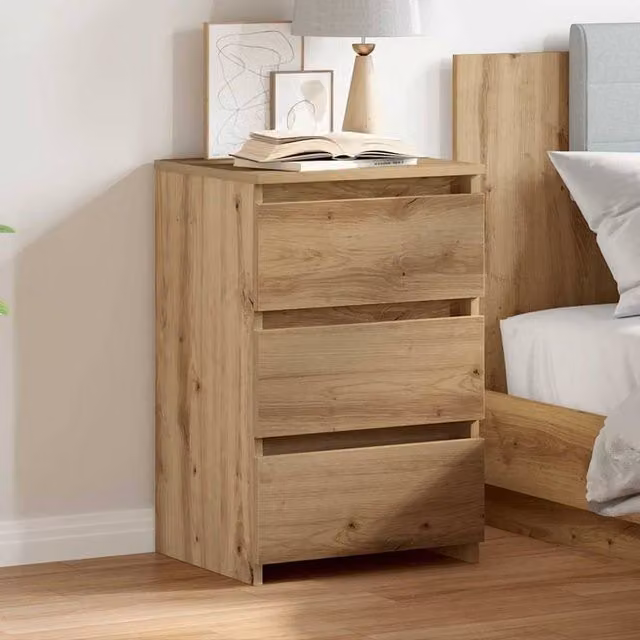 Berkfield Home Elegant Bedside Cabinet in Artisan Oak Brown, W/D/H: 40 x 35 x 62.5 cm – 1