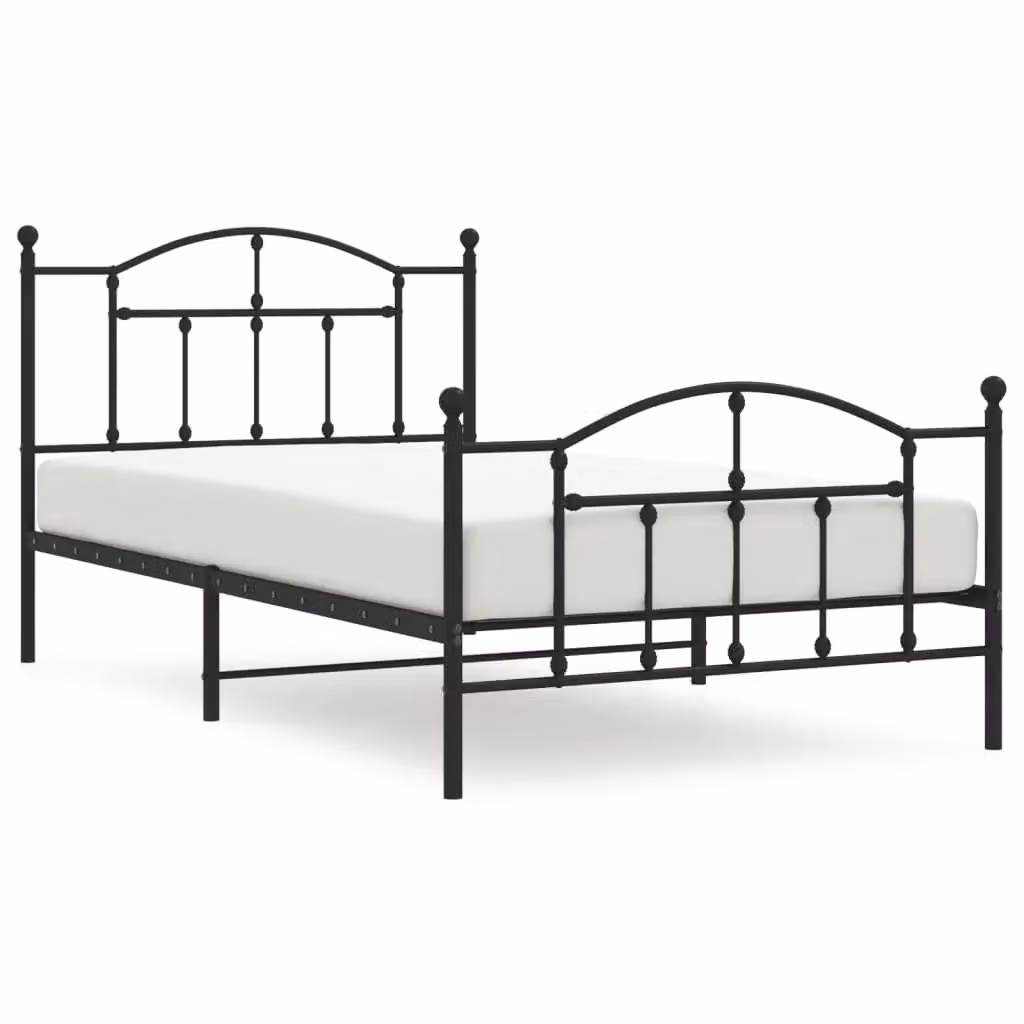 Berkfield Home Metal Bed Frame with Headboard and Footboard in Black, W/D/H: 100 x 200 cm – 2