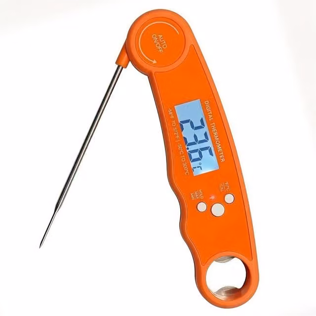 Alivio BBQ Digital Meat Thermometer with Instant LCD Display and Bottle Opener in Orange