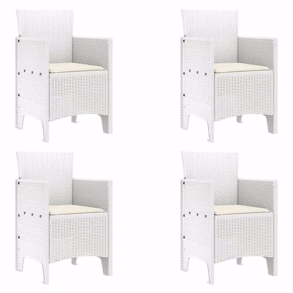 Berkfield Home White Poly Rattan Garden Chairs with Cushions, Set of 4 – 2