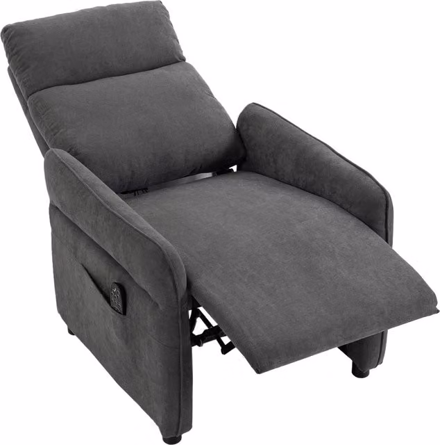 HOMCOM Dark Grey Fabric Recliner Armchair with Massage, Heat and Adjustable Armrests