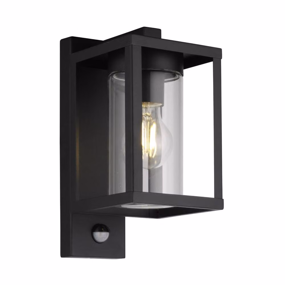 CGC Lighting Modern Black Rectangular Outdoor Wall Light with Motion Sensor and E27 Bulb Holder – 4