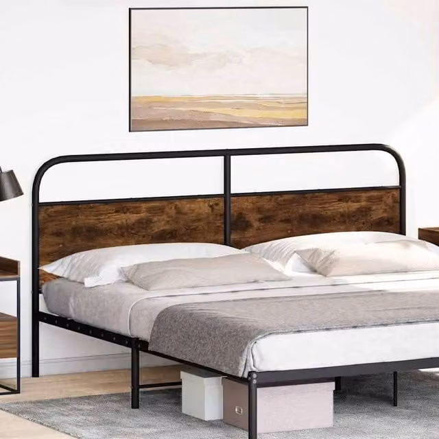 Berkfield Home Smoked Oak Headboard in Brown, Steel and Engineered Wood, 180 cm