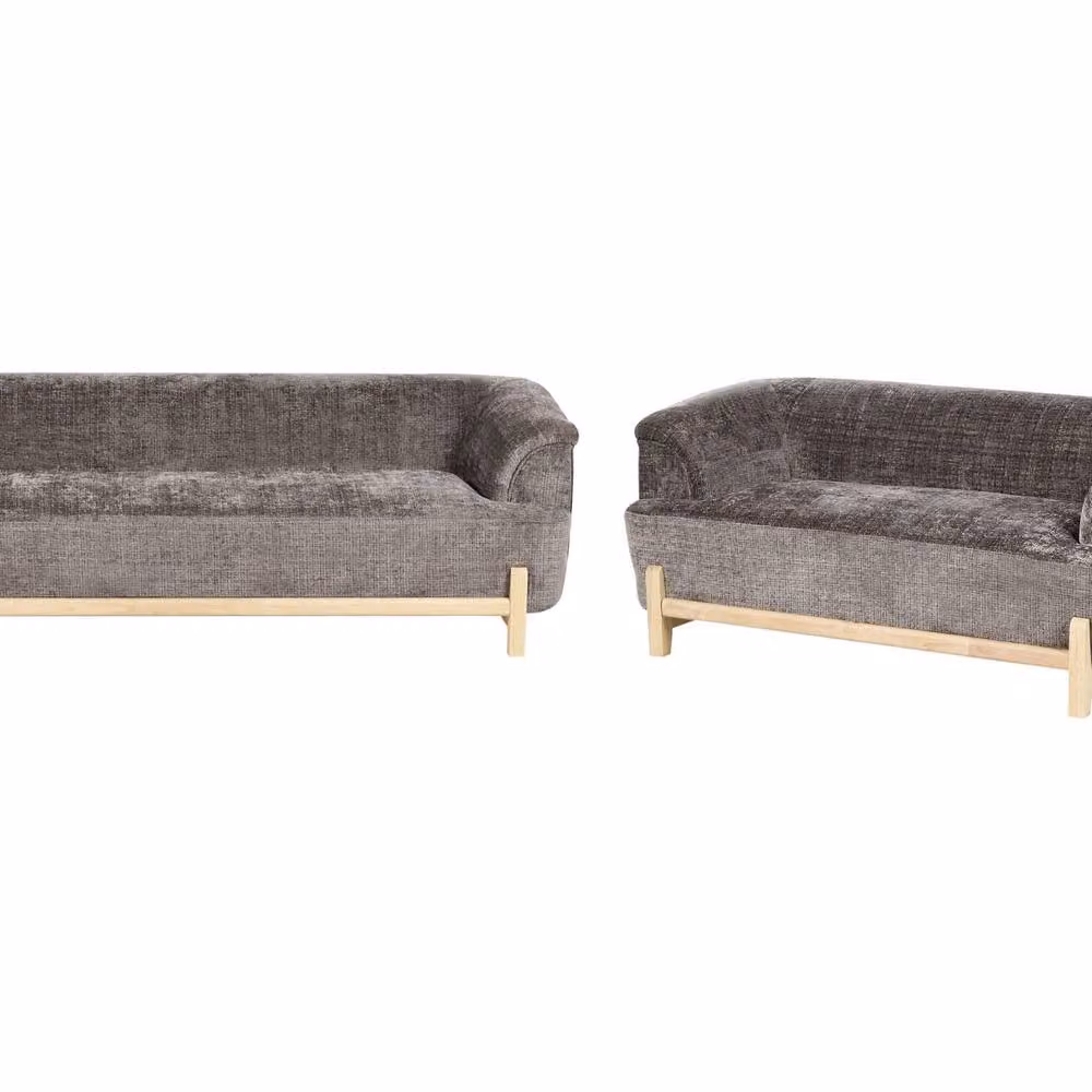 Wyld and Coco 5-Seater Sofa Set in Brown or Grey Fabric with Armrests – 2