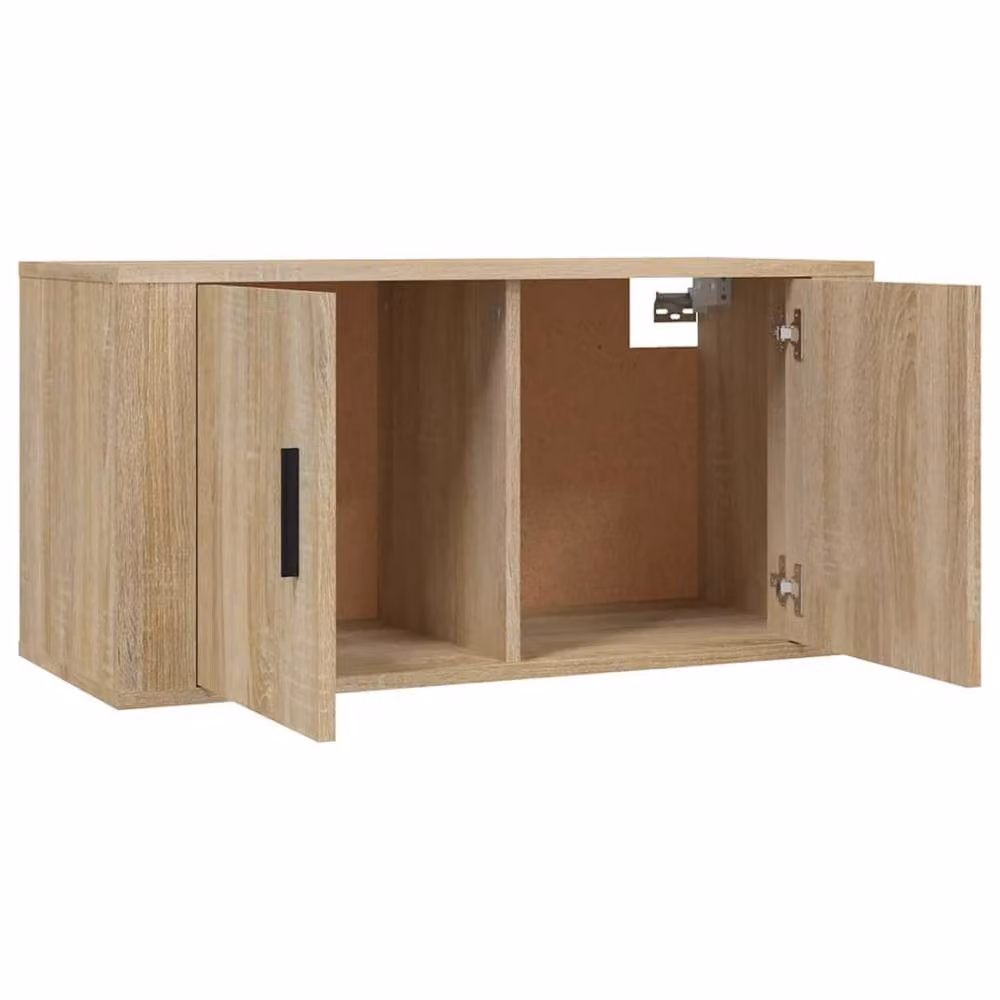 Berkfield Home Set of 2 Wall-mounted TV Cabinets in Sonoma Oak and Light Tan, W/D/H: 80 x 34.5 x 40 cm – 2