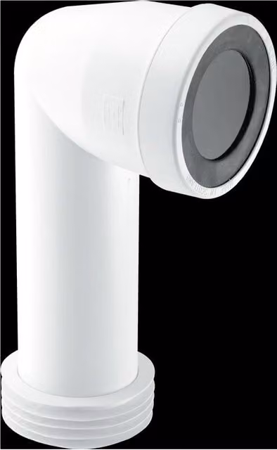 McAlpine White Plastic 90 Degree Bend Adjustable Length Extended Inlet Rigid WC Connector – 1