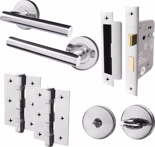 AFIT Chrome Bathroom Door Handle Set