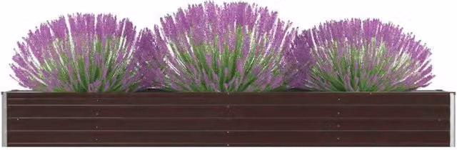 Berkfield Home Garden Brown Galvanised Steel Raised Bed, W: 320 cm, D: 40 cm, H: 45 cm – 1