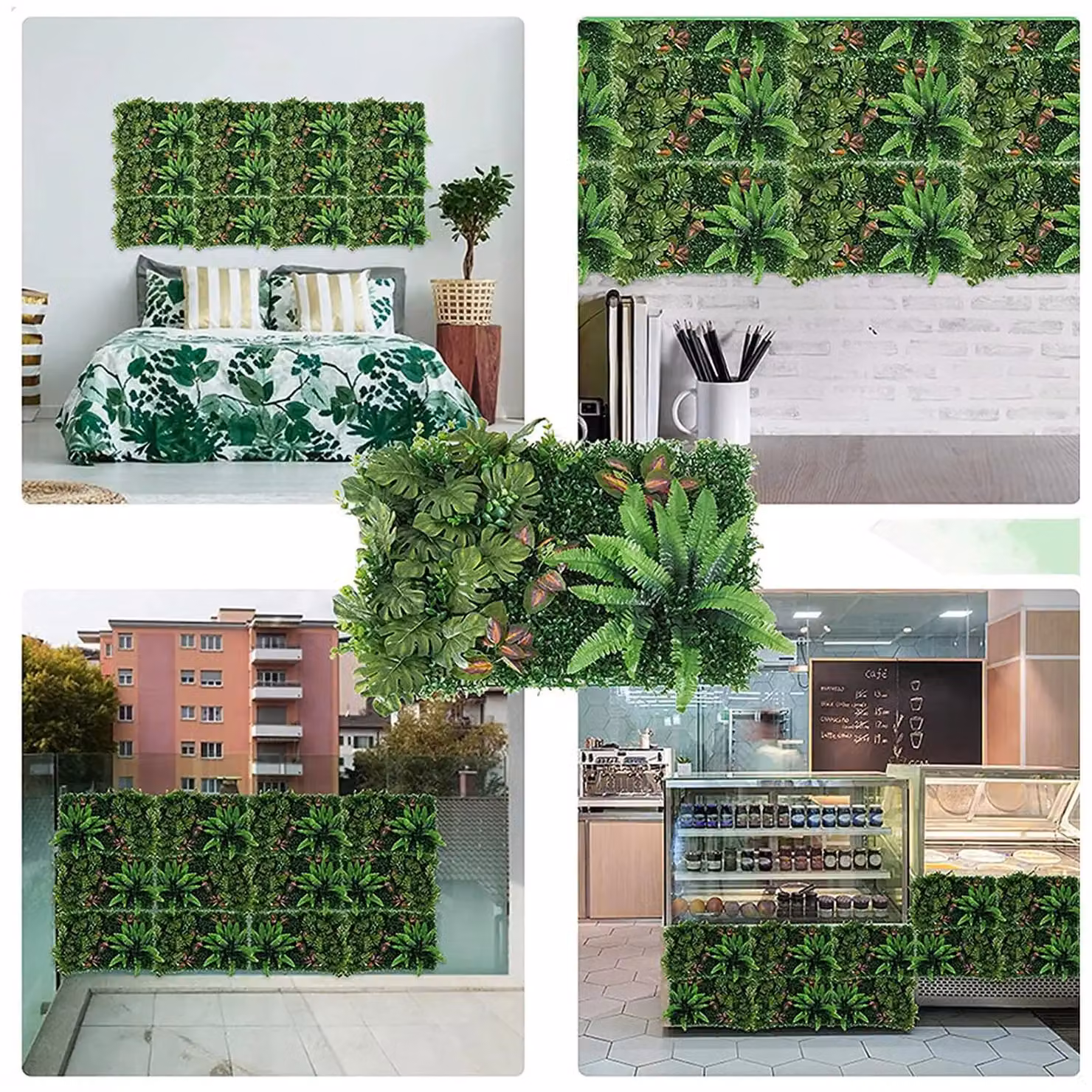 Marco Paul 2-Pack Artificial Fern Forest Leaf Screening Panels in Green, W: 60 cm x H: 40 cm – 4