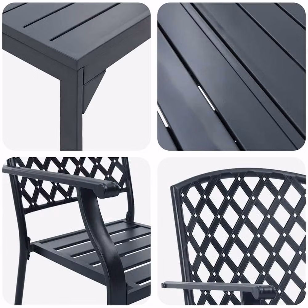 Berkfield Home Modern 7 Piece Anthracite Steel Garden Dining Set – 5