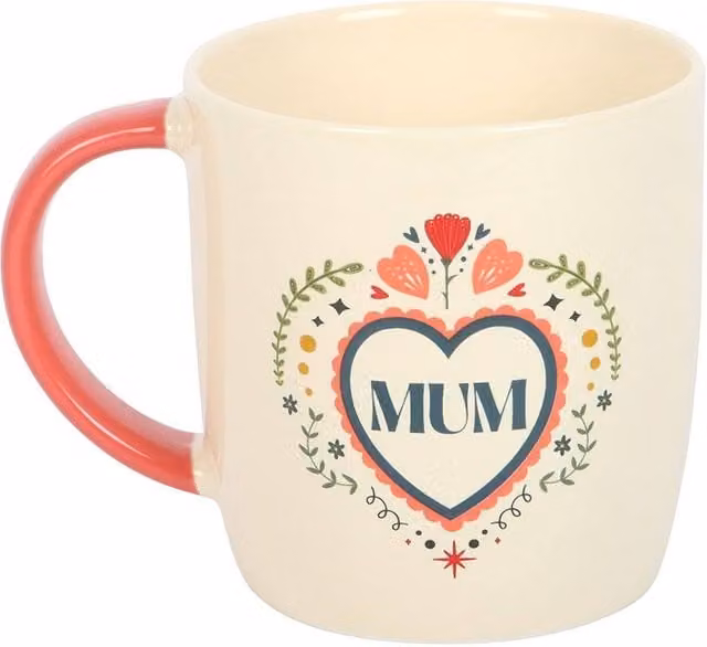 Something Different Mum Folk Heart Ceramic Mug, White, 350ml