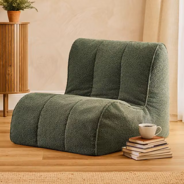 ICON Swoop Boucle Accent Chair Bean Bag in Green
