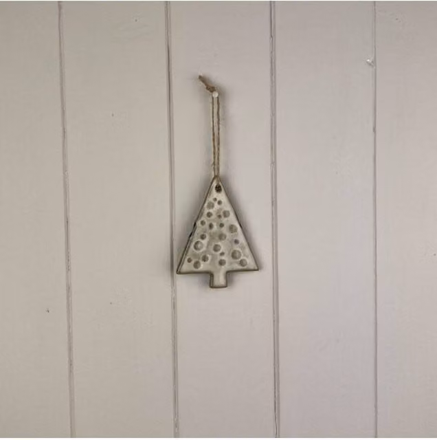 KDMD Beige Mottle Ceramic Abstract Tree Hanging Christmas Decoration