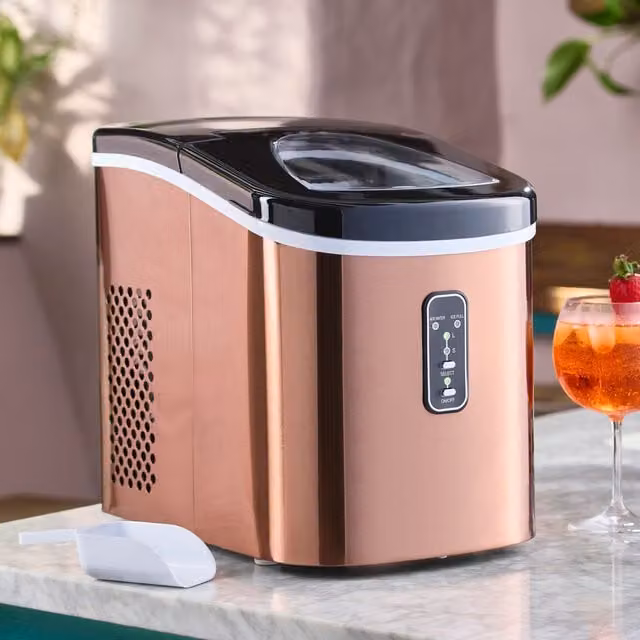 Cooks Professional Ice Maker Machine with Scoop and 2.2L Tank, 14kg Daily Capacity, Copper