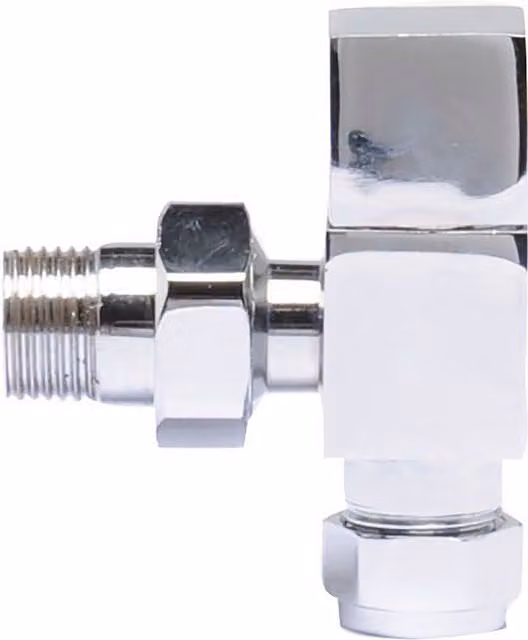 Balterley Contemporary Angled Square Radiator Valves in Chrome, Sold in Pairs