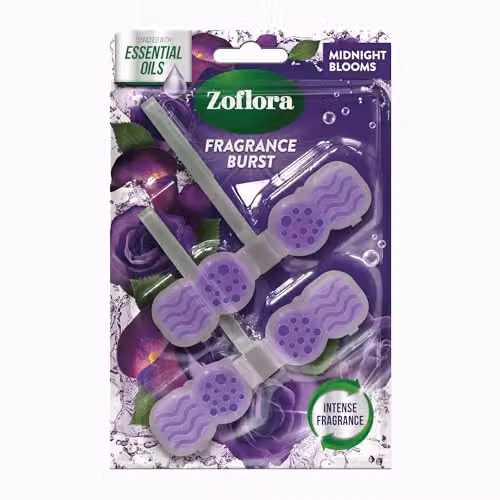 Zoflora Midnight Bloom Toilet Rim Block Freshener, Purple, 2 x 48g – 2