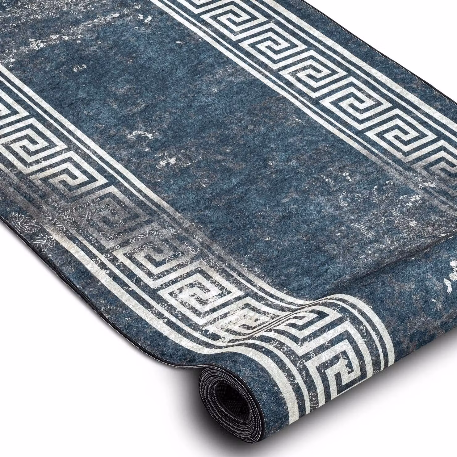 RugsX Anti-Slip Lotus Runner in Grey and Blue, W/D/H: 80 x 200 cm – 2