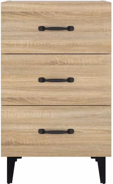 Berkfield Home Elegant Bedside Cabinet in Sonoma Oak and Beige, W/D/H: 40 x 40 x 66 cm – 1