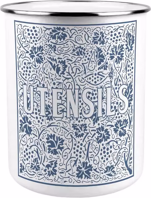 Purely Home Blue and White Ceramic Freestanding Kitchen Utensil Holder