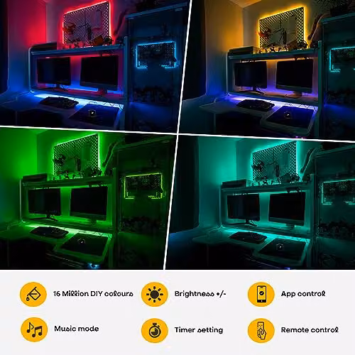 ValueLights 2 x 5 Metre RGB LED Strip Lights with App and Remote Control, Multicolour, Transparent – 4