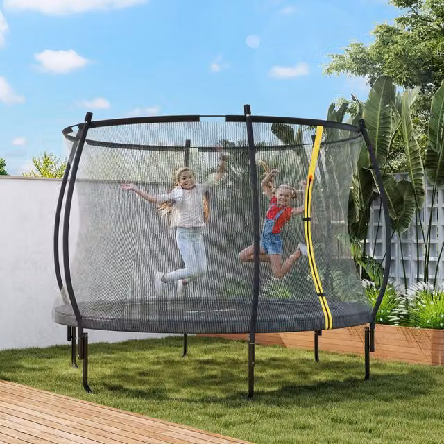 SPORTNOW Outdoor Trampoline with Enclosure Net and Spring Cover, Black, 10ft (305cm)