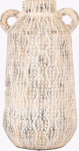 Perch & Parrow White Ceramic Geometric Tala Tabletop Vase