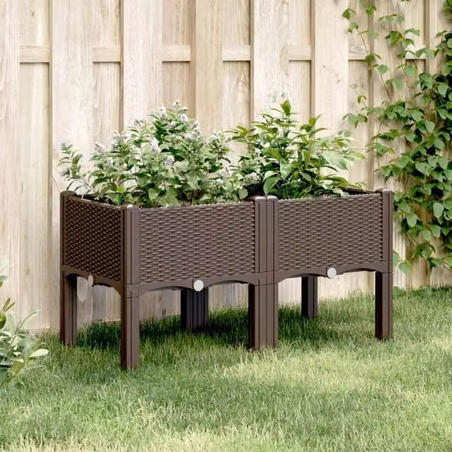 Berkfield Home Garden Planter with Legs, Brown, W: 80 cm, D: 40 cm, H: 42 cm
