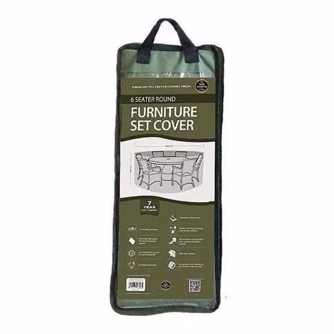 Primrose Green Water Repellent Polyester 6-8 Seater Round Furniture Set Cover, W: 250 cm, H: 89 cm – 4
