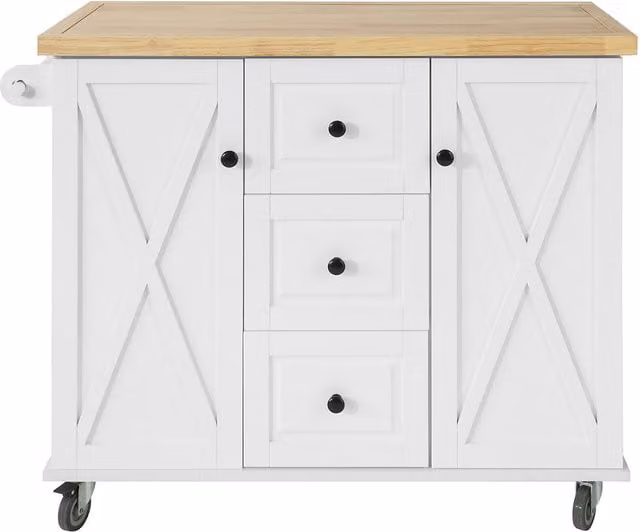 SoBuy Modern Kitchen Island in White