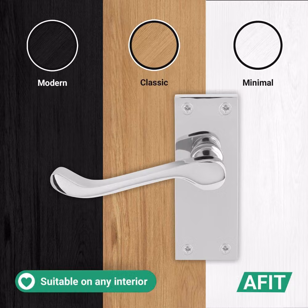 AFIT Chrome Scroll Door Handle and Latch Set in Silver, 5 Pairs, W/D/H: 150 x 150 x 64 mm – 4