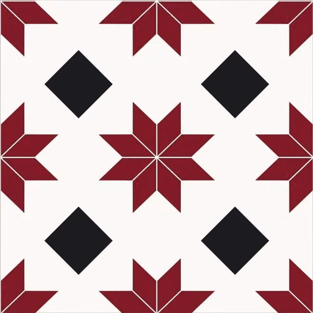 Fine Décor Floorpops Self-Adhesive Geometric Floor Tiles, Black, Pack of 10