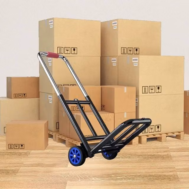 EONLION Lightweight Folding Steel Hand Sack Trolley Cart in Black