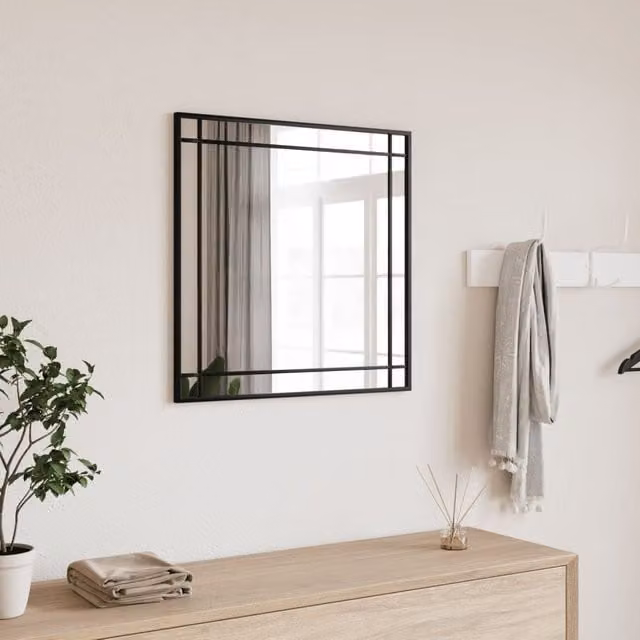 Berkfield Home Minimalist Square Wall Mirror in Black, W: 60 cm, H: 60 cm