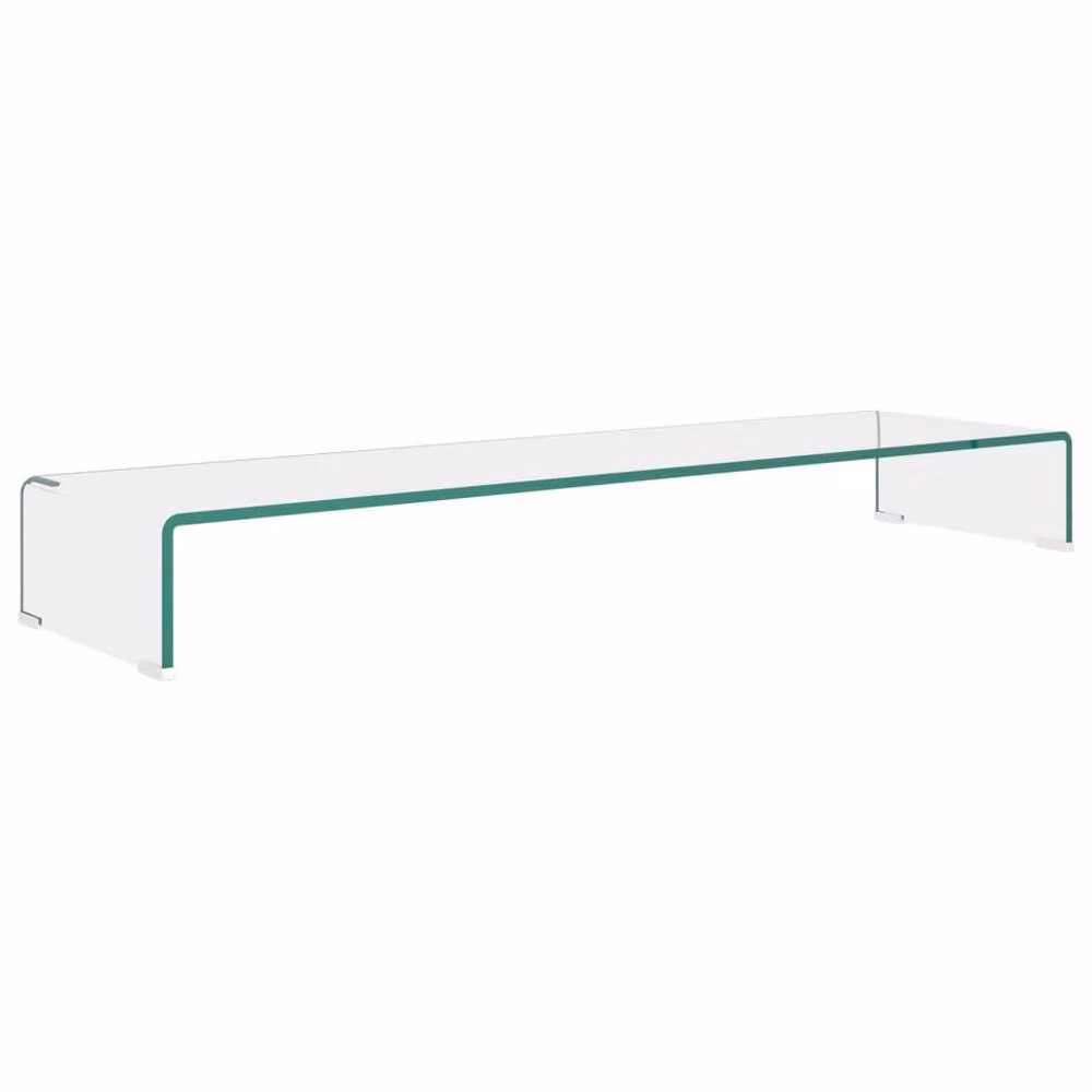 Berkfield Home Glass TV Stand and Monitor Riser in Clear, W/D/H: 110 x 30 x 13 cm – 2