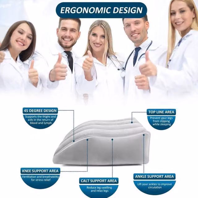 FLAVORA Grey Inflatable Soft Wedge Cushion for Leg and Foot Elevation